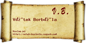 Vétek Borbála névjegykártya